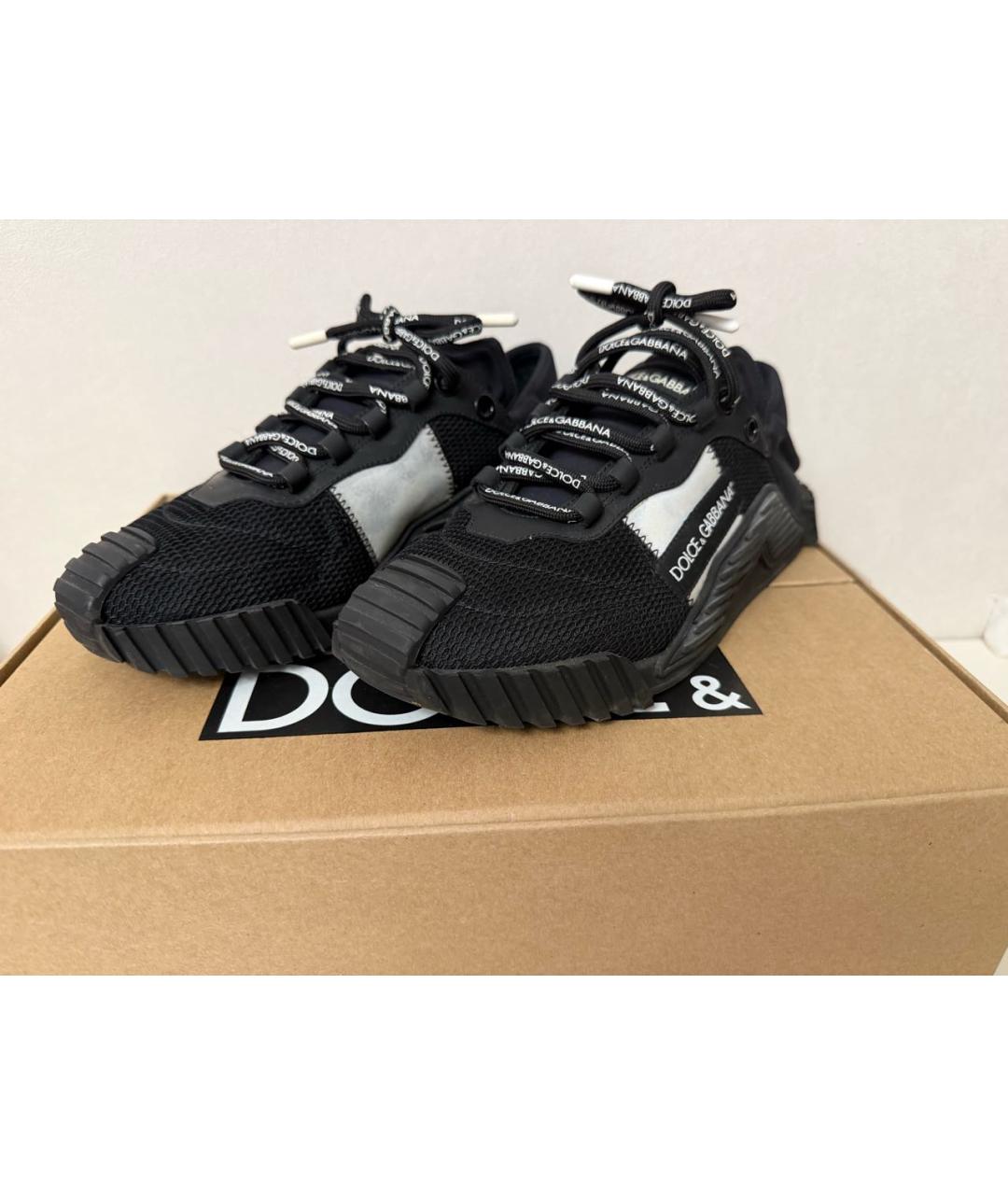 DOLCE&GABBANA Черные текстильные низкие кроссовки / кеды, фото 2