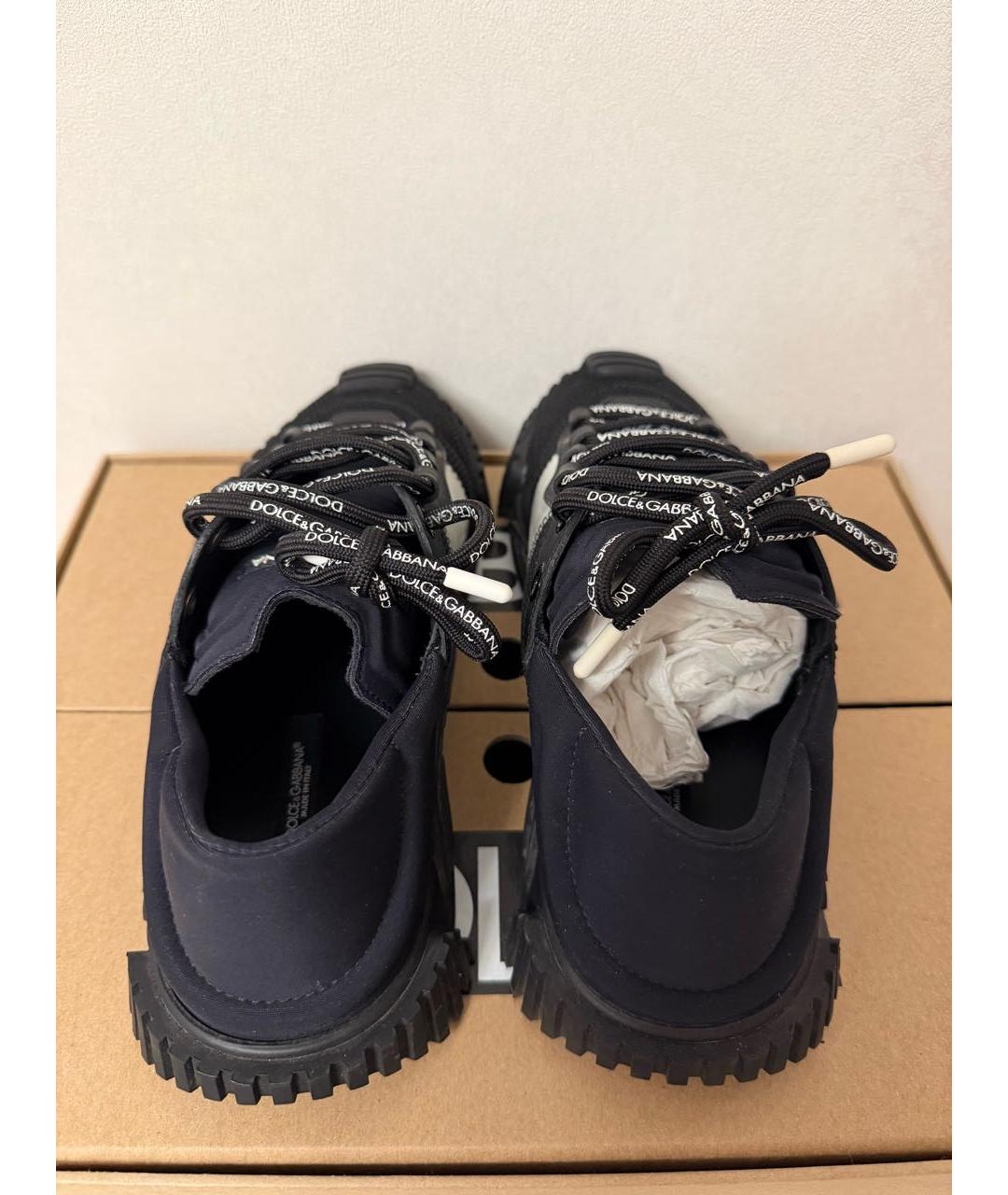 DOLCE&GABBANA Черные текстильные низкие кроссовки / кеды, фото 4