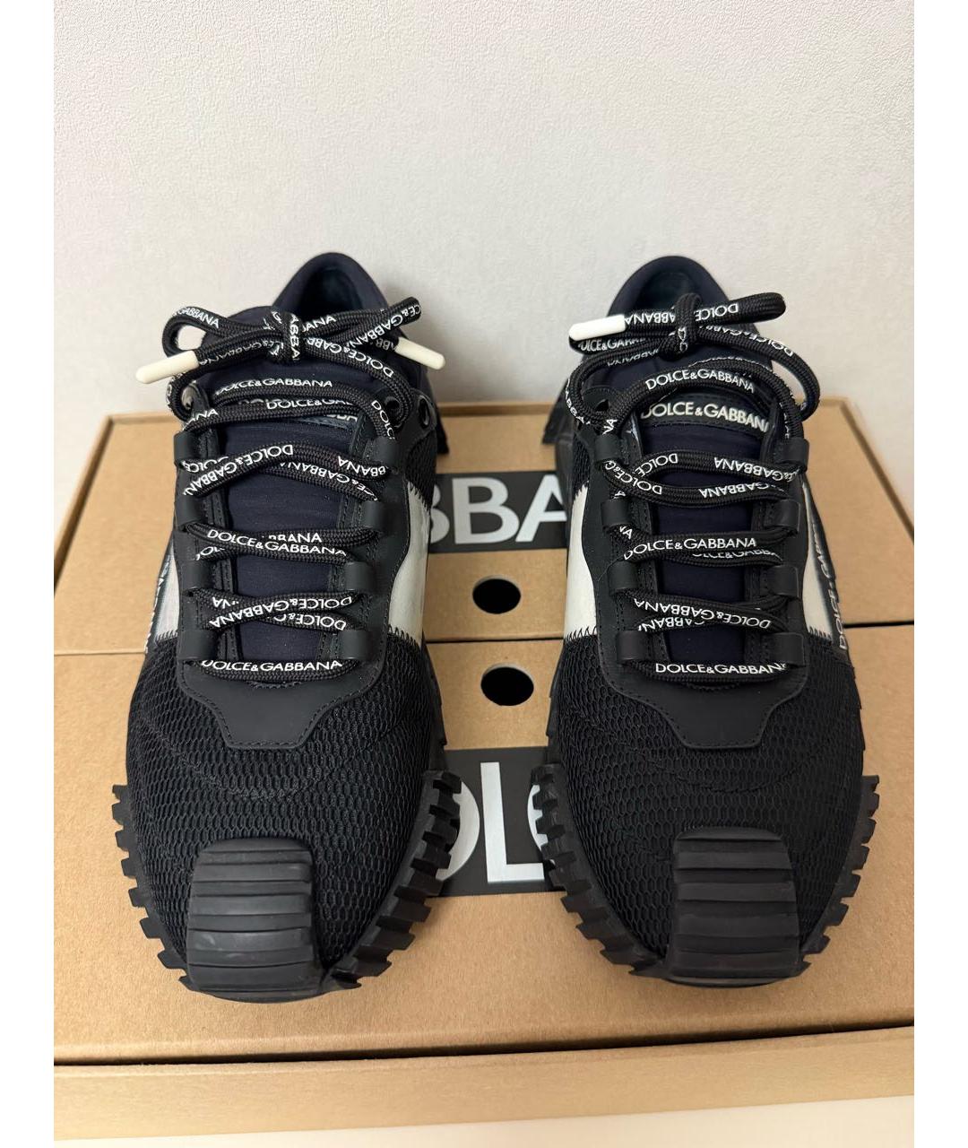 DOLCE&GABBANA Черные текстильные низкие кроссовки / кеды, фото 3