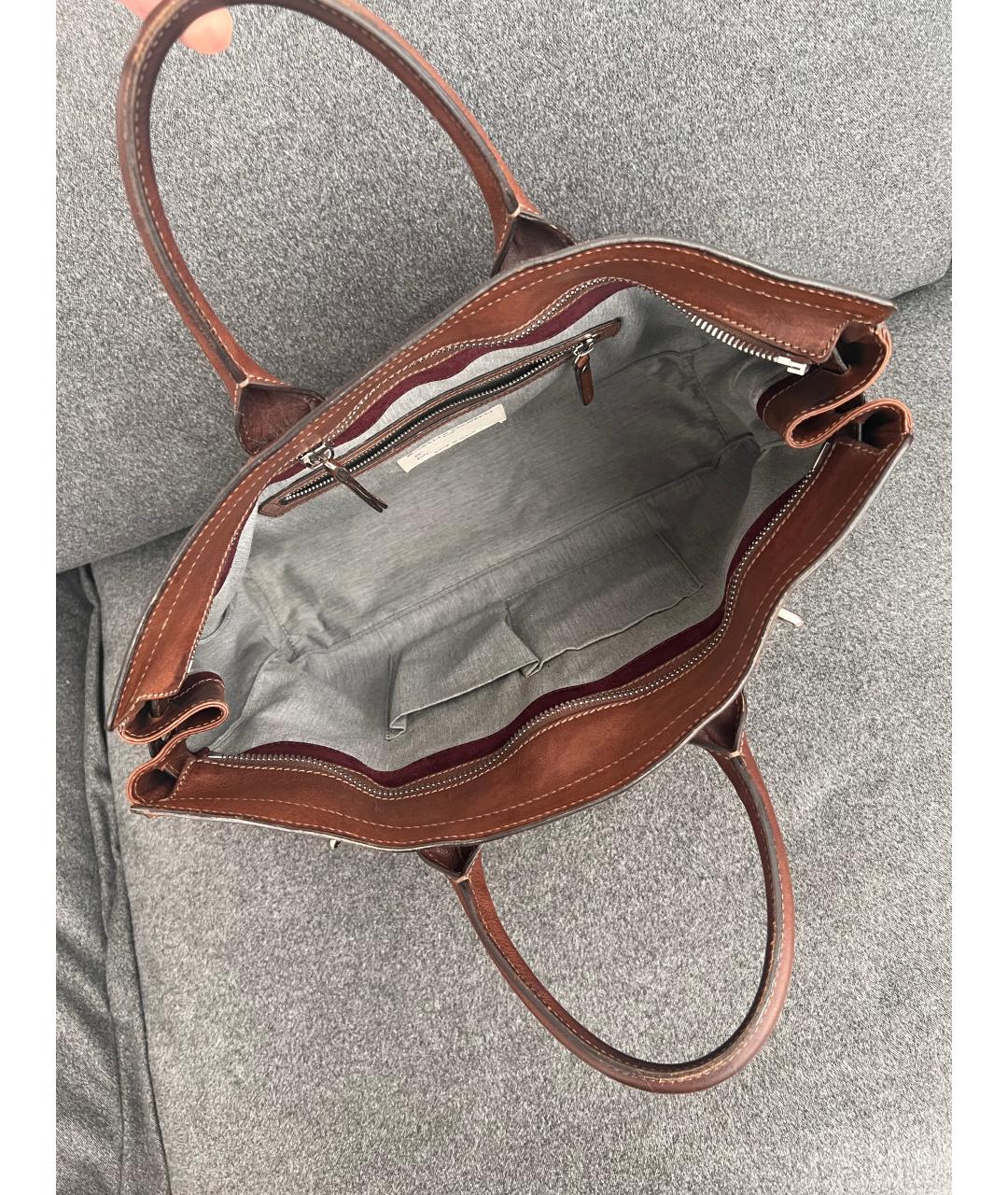 BRUNELLO CUCINELLI Коричневый кожаный портфель, фото 4