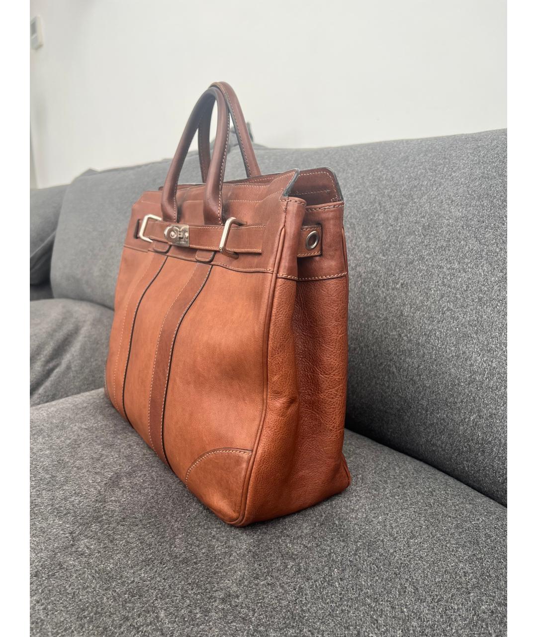 BRUNELLO CUCINELLI Коричневый кожаный портфель, фото 5