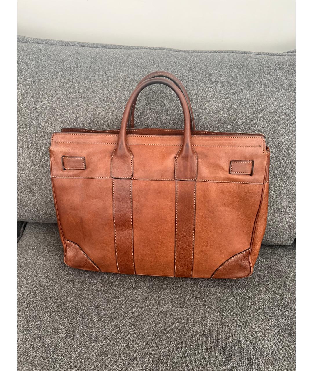 BRUNELLO CUCINELLI Коричневый кожаный портфель, фото 3