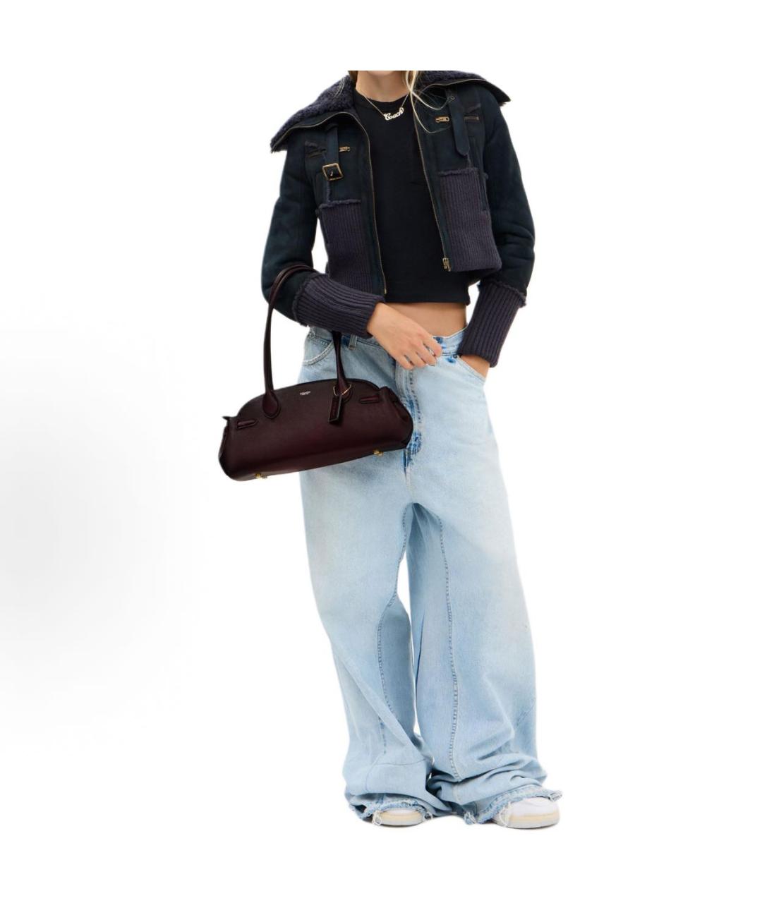 COACH Бордовая кожаная сумка через плечо, фото 4