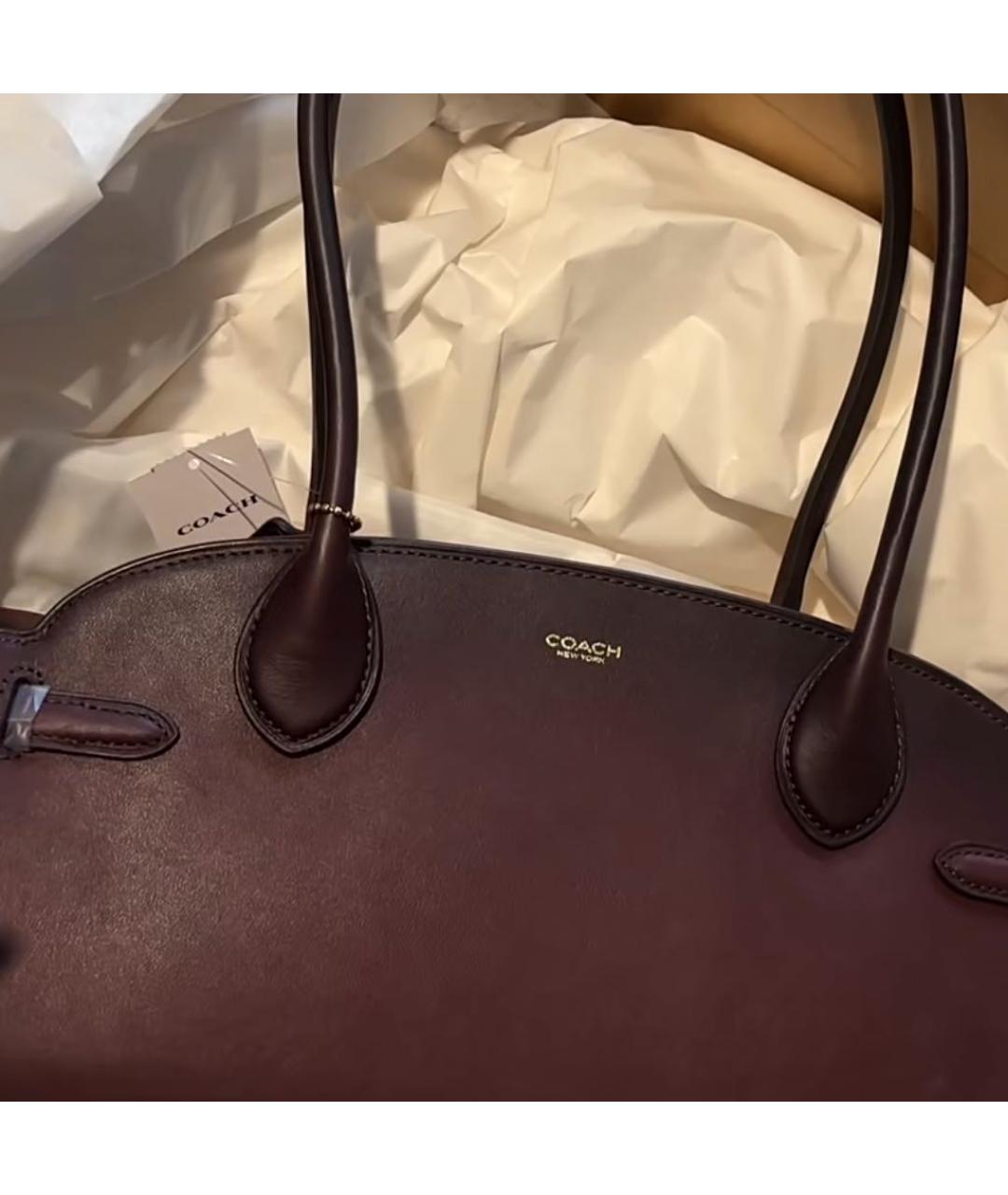 COACH Бордовая кожаная сумка через плечо, фото 7