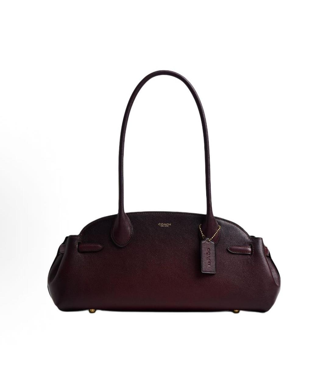 COACH Бордовая кожаная сумка через плечо, фото 9