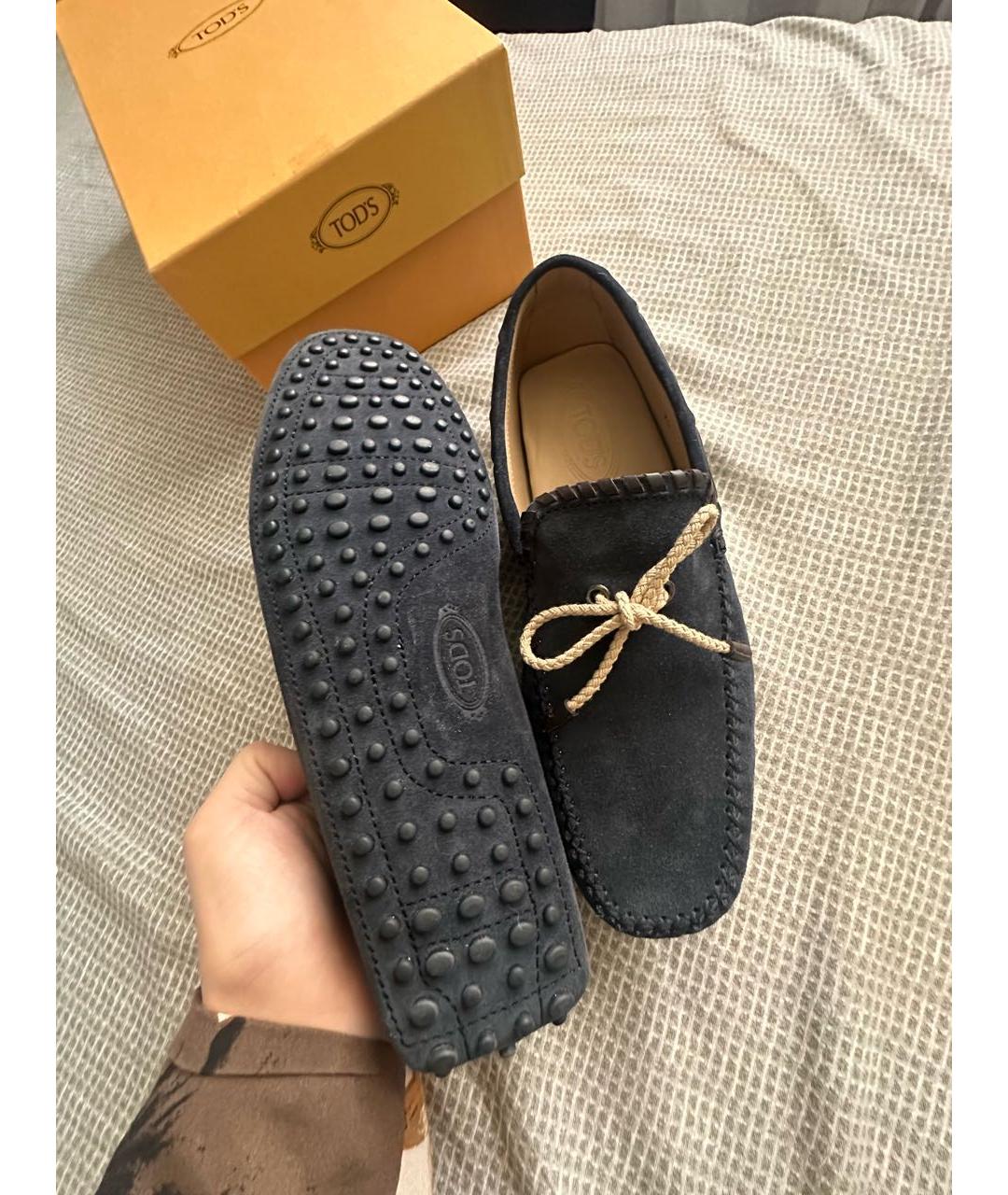 TOD'S Темно-синие замшевые мокасины, фото 4