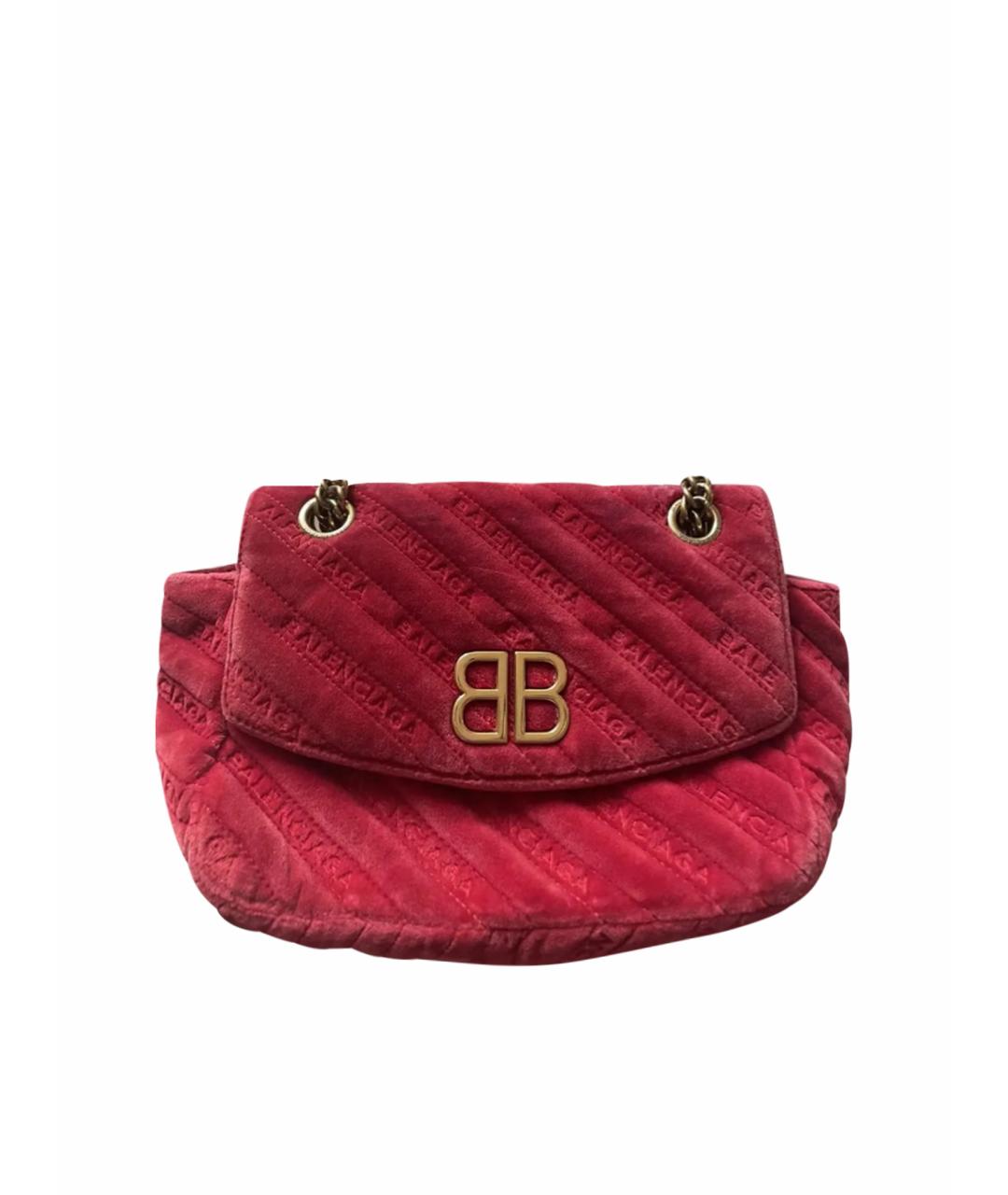 BALENCIAGA Бордовая бархатная сумка через плечо, фото 1