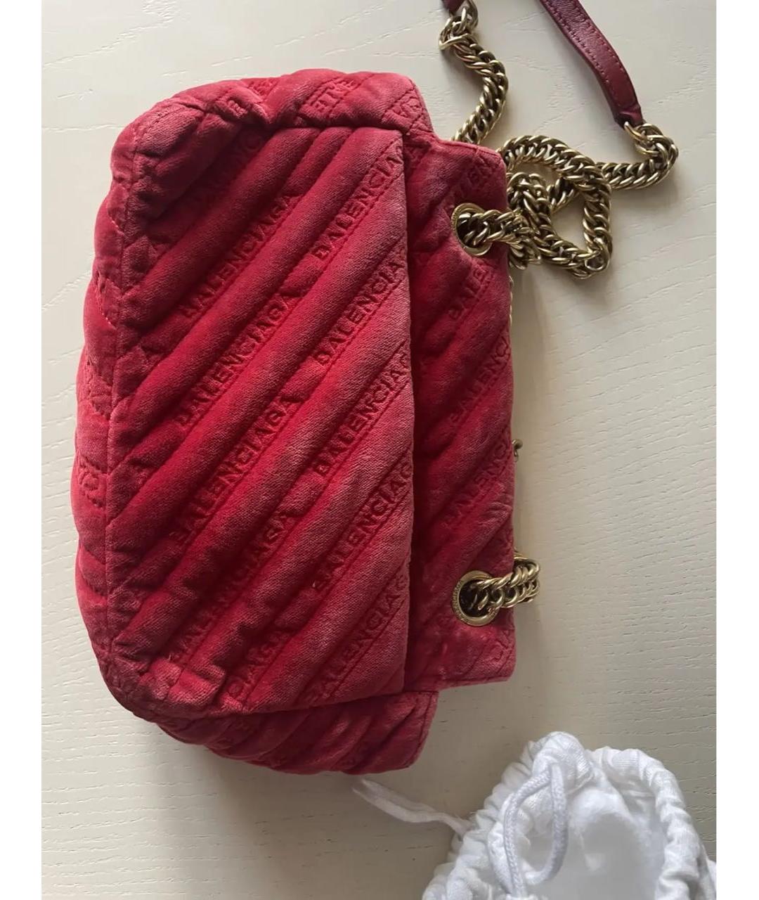 BALENCIAGA Бордовая бархатная сумка через плечо, фото 3