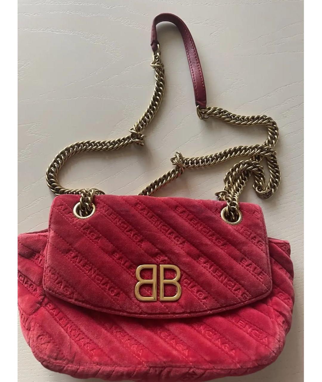 BALENCIAGA Бордовая бархатная сумка через плечо, фото 8