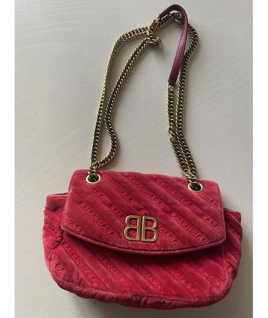 BALENCIAGA Бордовая бархатная сумка через плечо, фото 7