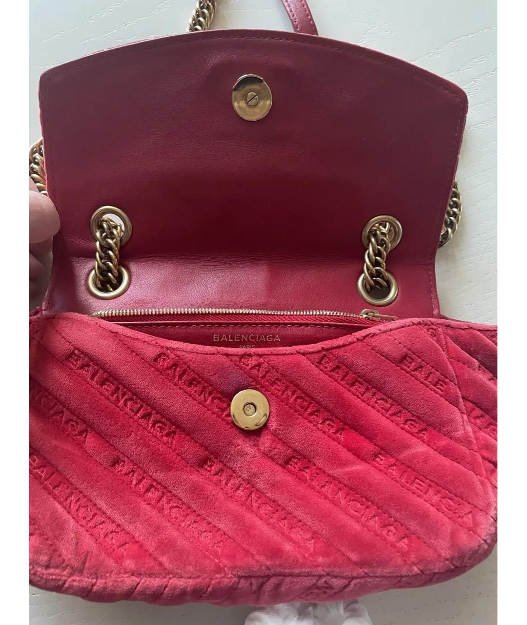 BALENCIAGA Бордовая бархатная сумка через плечо, фото 2