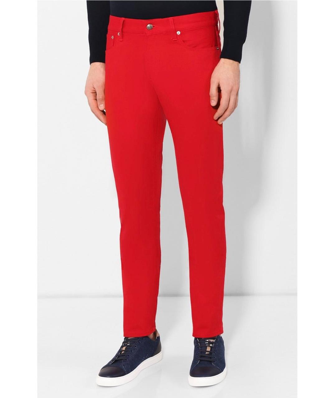 RALPH LAUREN Красные хлопковые джинсы скинни, фото 4