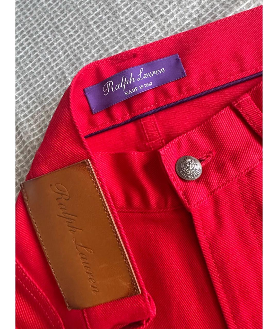 RALPH LAUREN Красные хлопковые джинсы скинни, фото 7