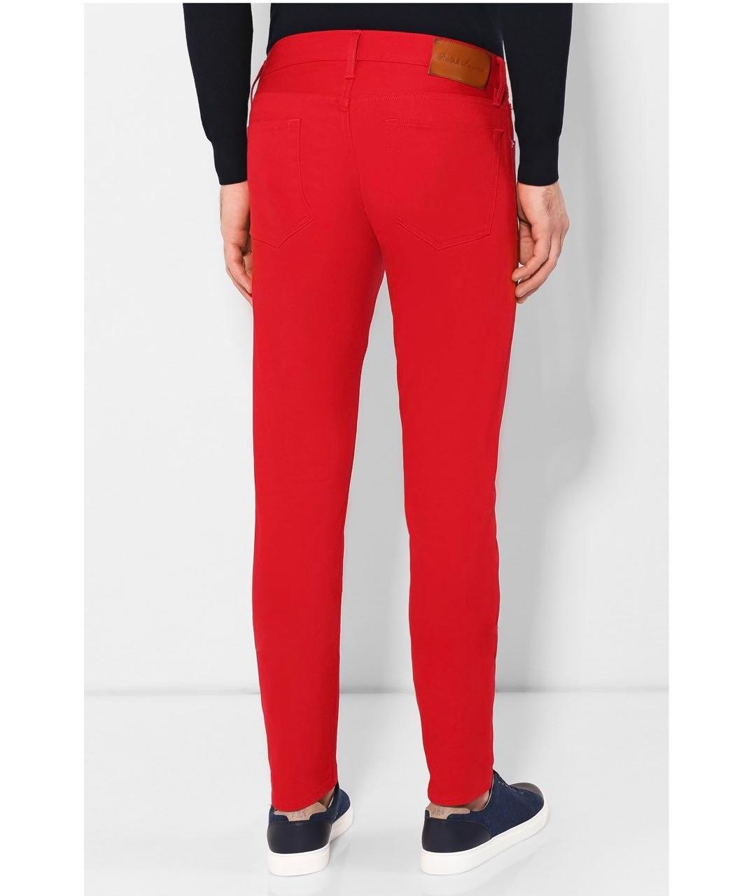 RALPH LAUREN Красные хлопковые джинсы скинни, фото 3