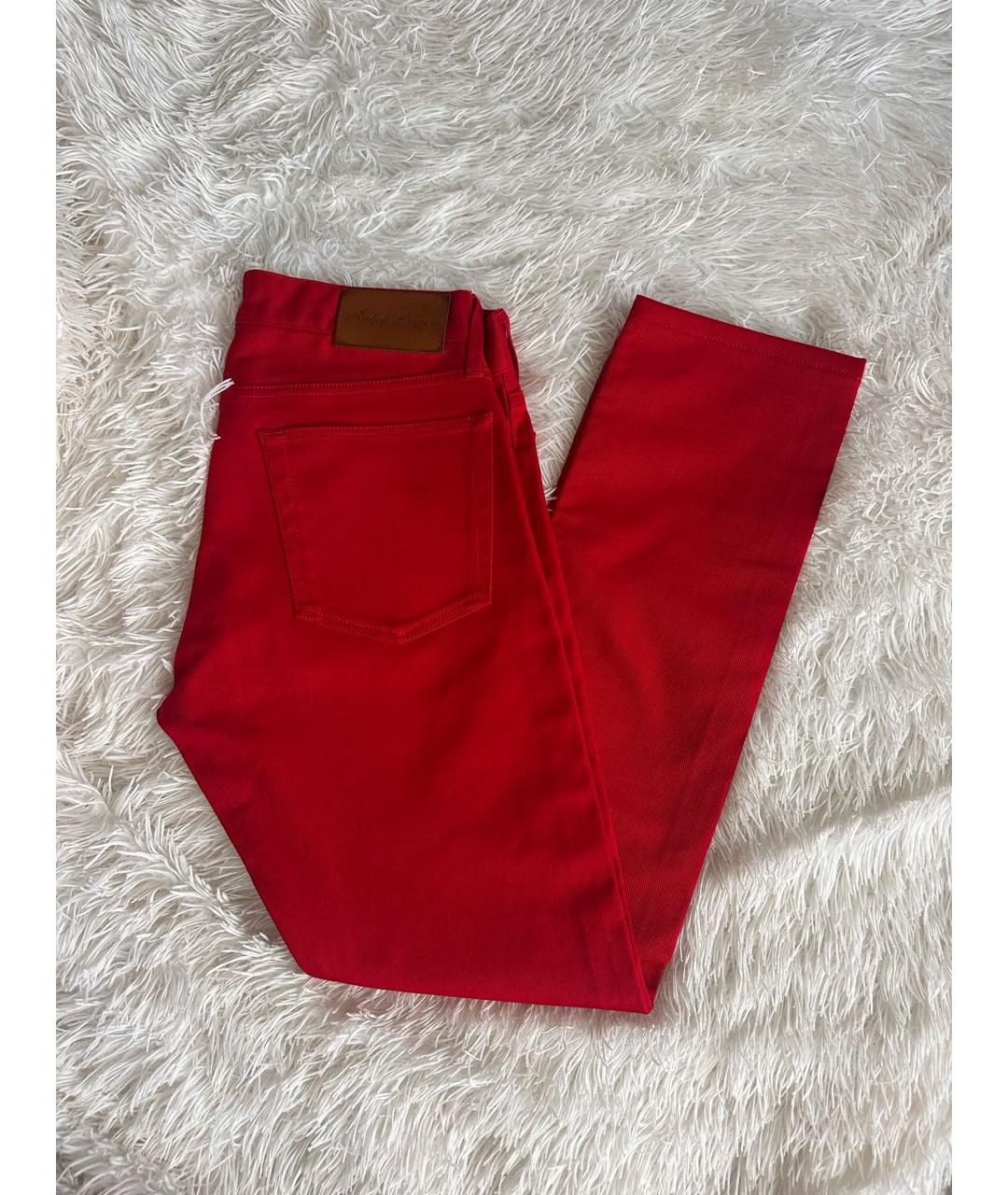 RALPH LAUREN Красные хлопковые джинсы скинни, фото 5