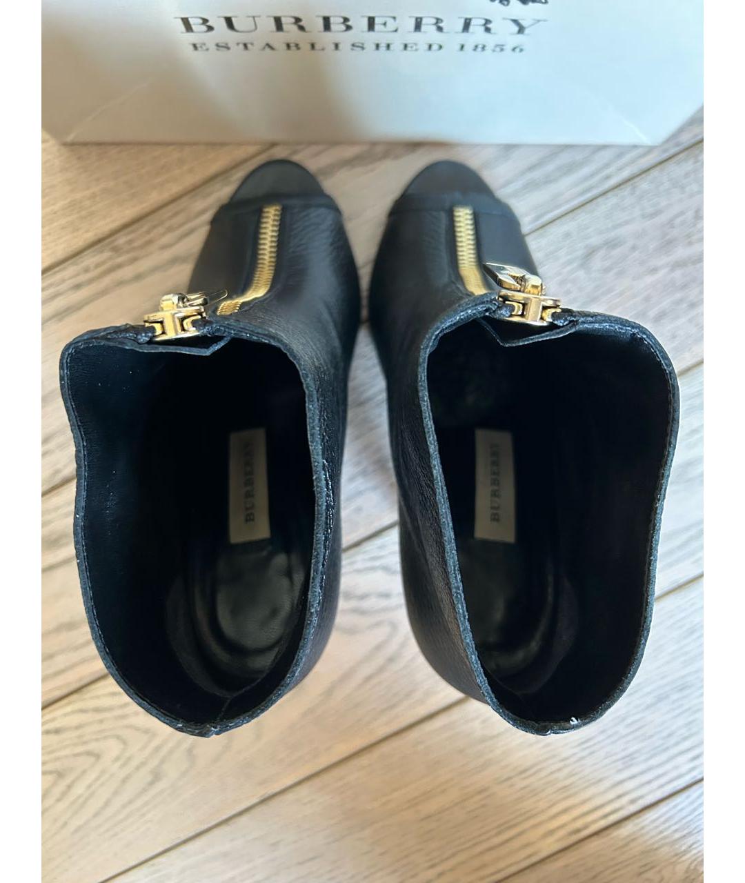 BURBERRY Черные кожаные ботильоны, фото 3