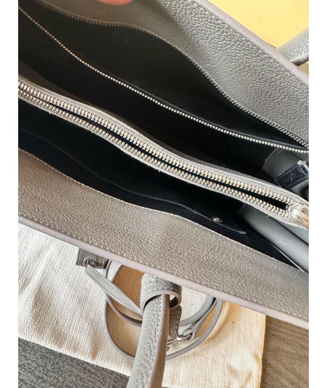 SAINT LAURENT Серая кожаная сумка с короткими ручками, фото 4