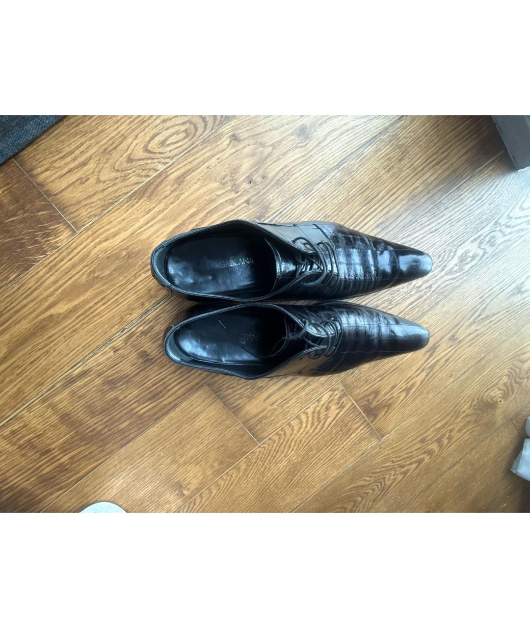 DOLCE&GABBANA Черные кожаные низкие ботинки, фото 3