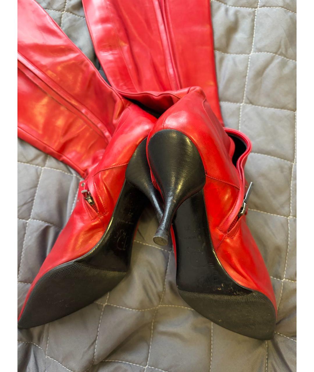 CHRISTIAN DIOR Красные кожаные сапоги, фото 4