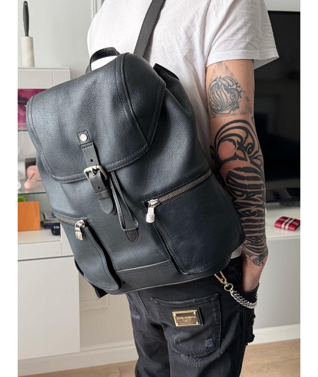 LOUIS VUITTON Антрацитовый кожаный рюкзак, фото 6