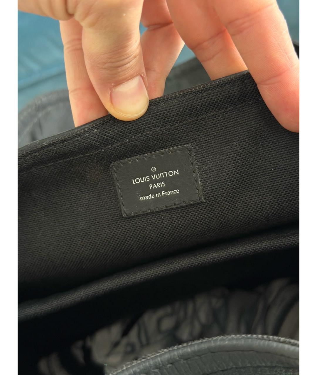 LOUIS VUITTON Антрацитовый кожаный рюкзак, фото 7