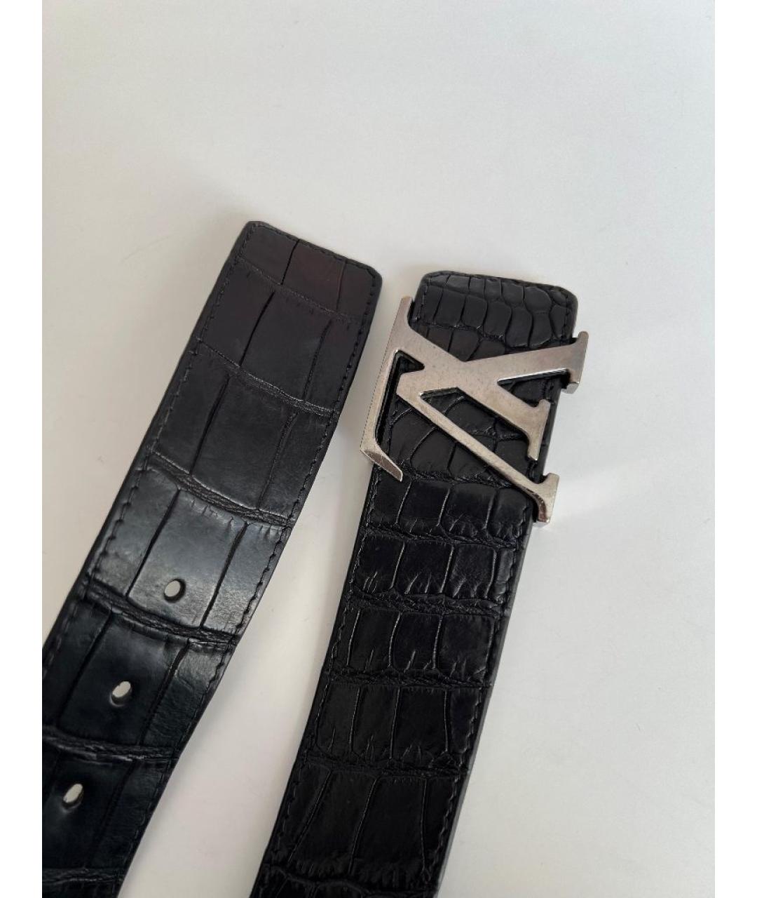 LOUIS VUITTON Черный ремень из экзотической кожи, фото 2