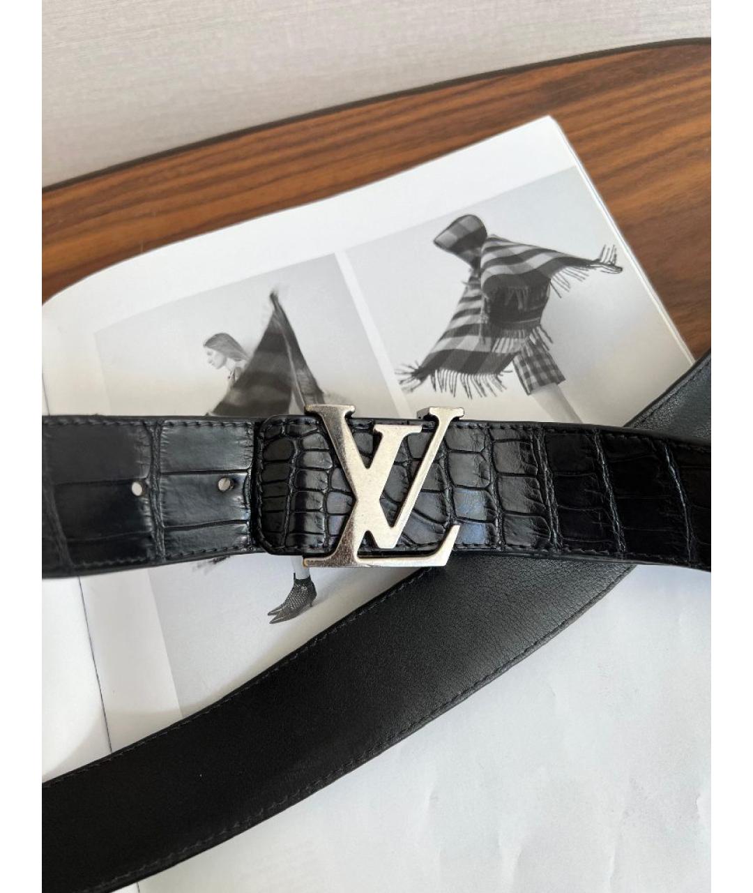 LOUIS VUITTON Черный ремень из экзотической кожи, фото 7