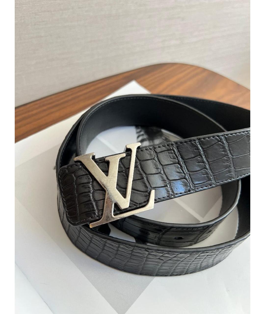 LOUIS VUITTON Черный ремень из экзотической кожи, фото 6