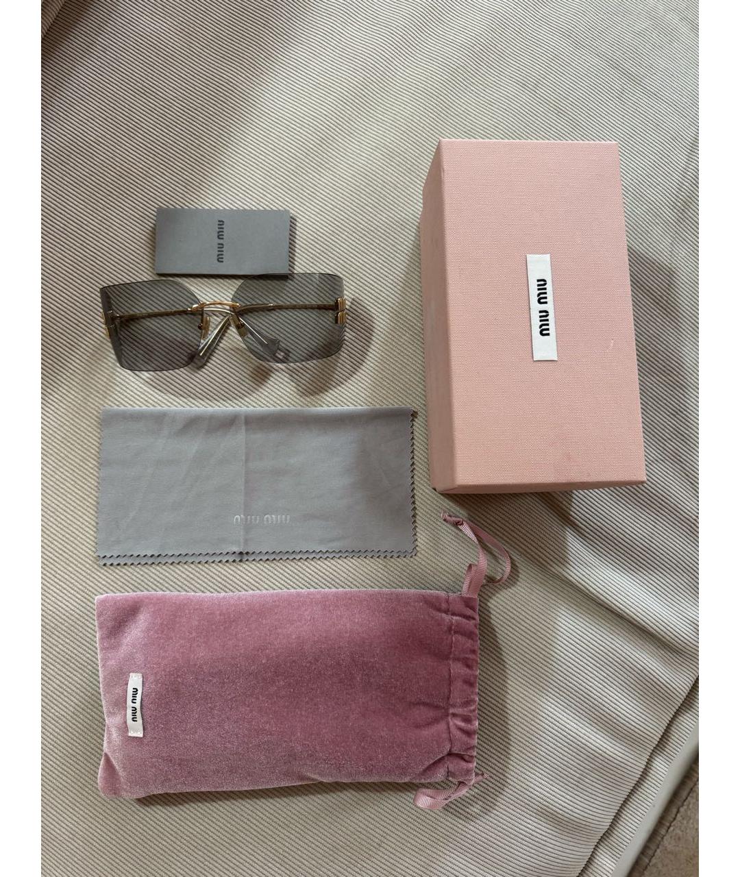 MIU MIU Золотые металлические солнцезащитные очки, фото 6