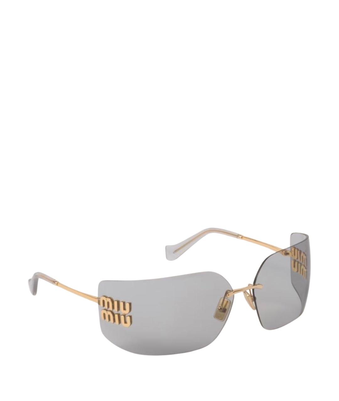MIU MIU Золотые металлические солнцезащитные очки, фото 1