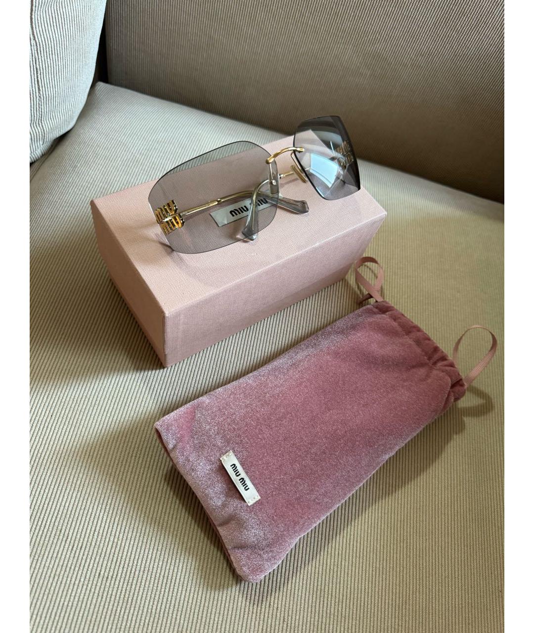 MIU MIU Золотые металлические солнцезащитные очки, фото 2