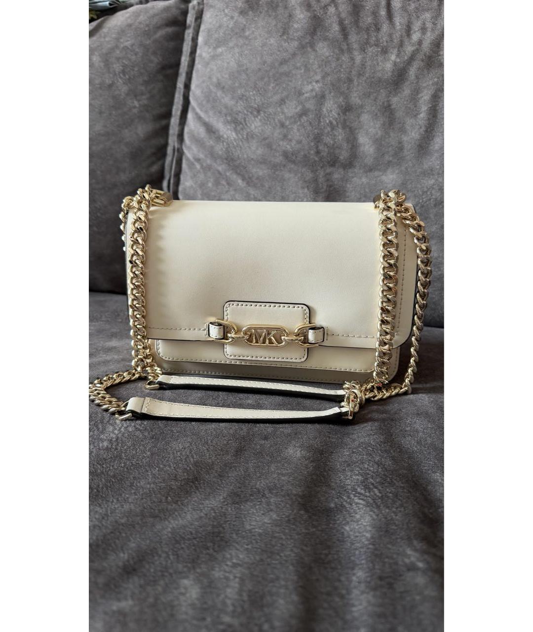 MICHAEL KORS Бежевая кожаная сумка через плечо, фото 4