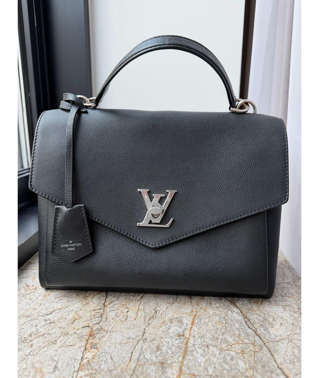 LOUIS VUITTON Черная кожаная сумка с короткими ручками, фото 8
