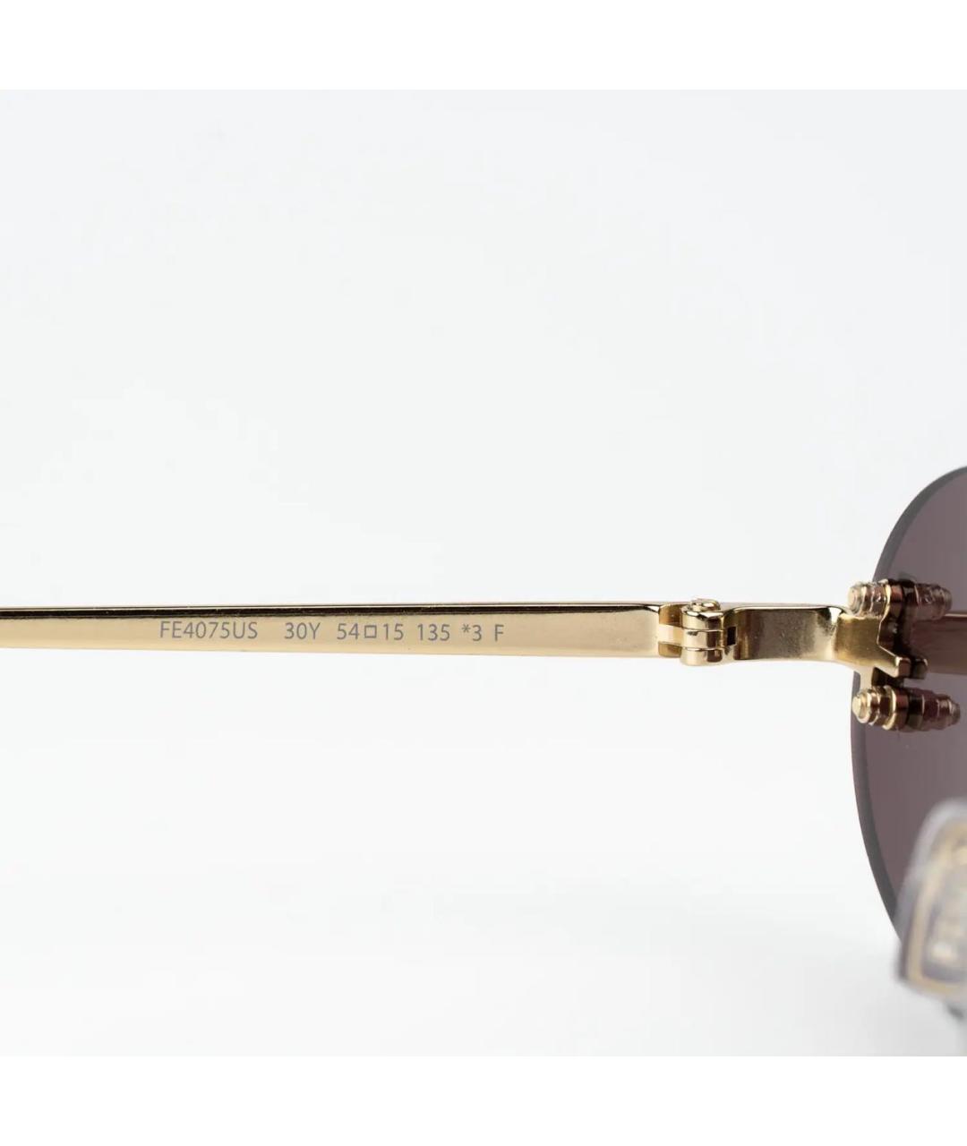 FENDI Золотые металлические солнцезащитные очки, фото 4