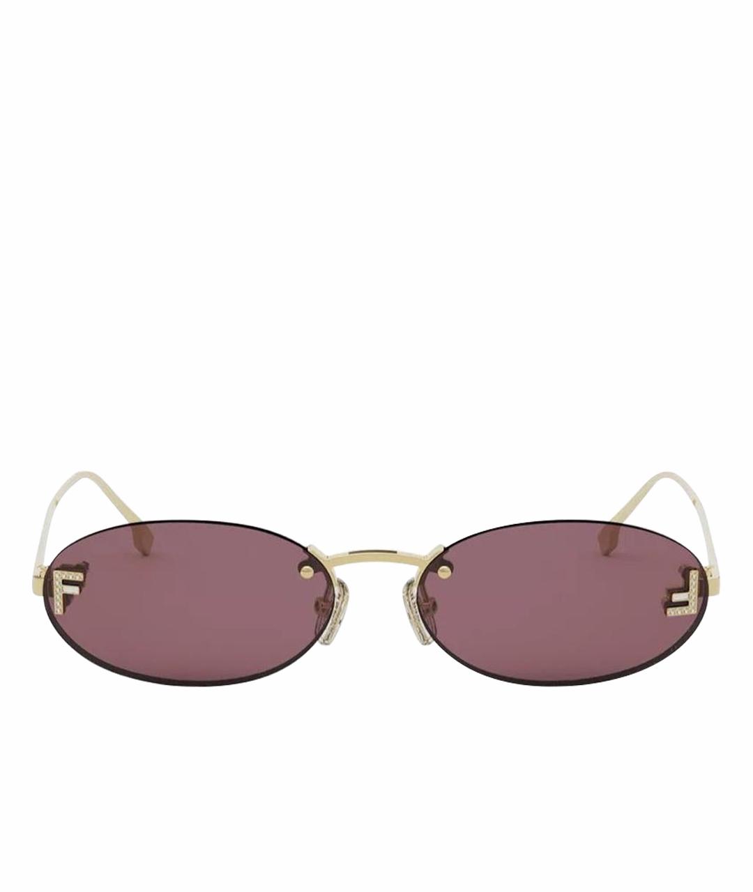 FENDI Золотые металлические солнцезащитные очки, фото 1