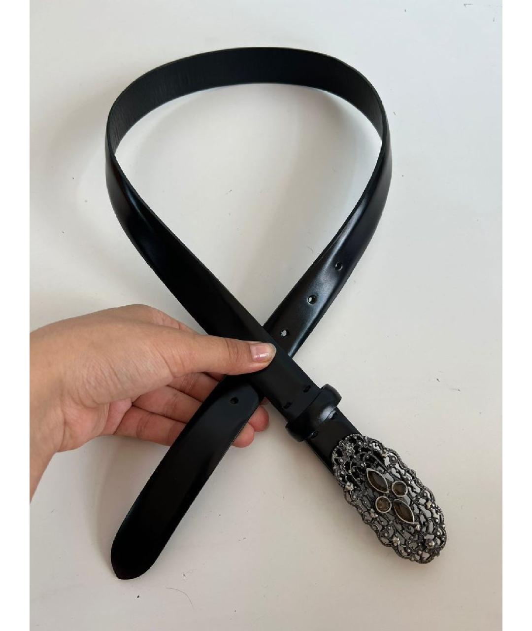 MCQ ALEXANDER MCQUEEN Черный кожаный ремень, фото 5