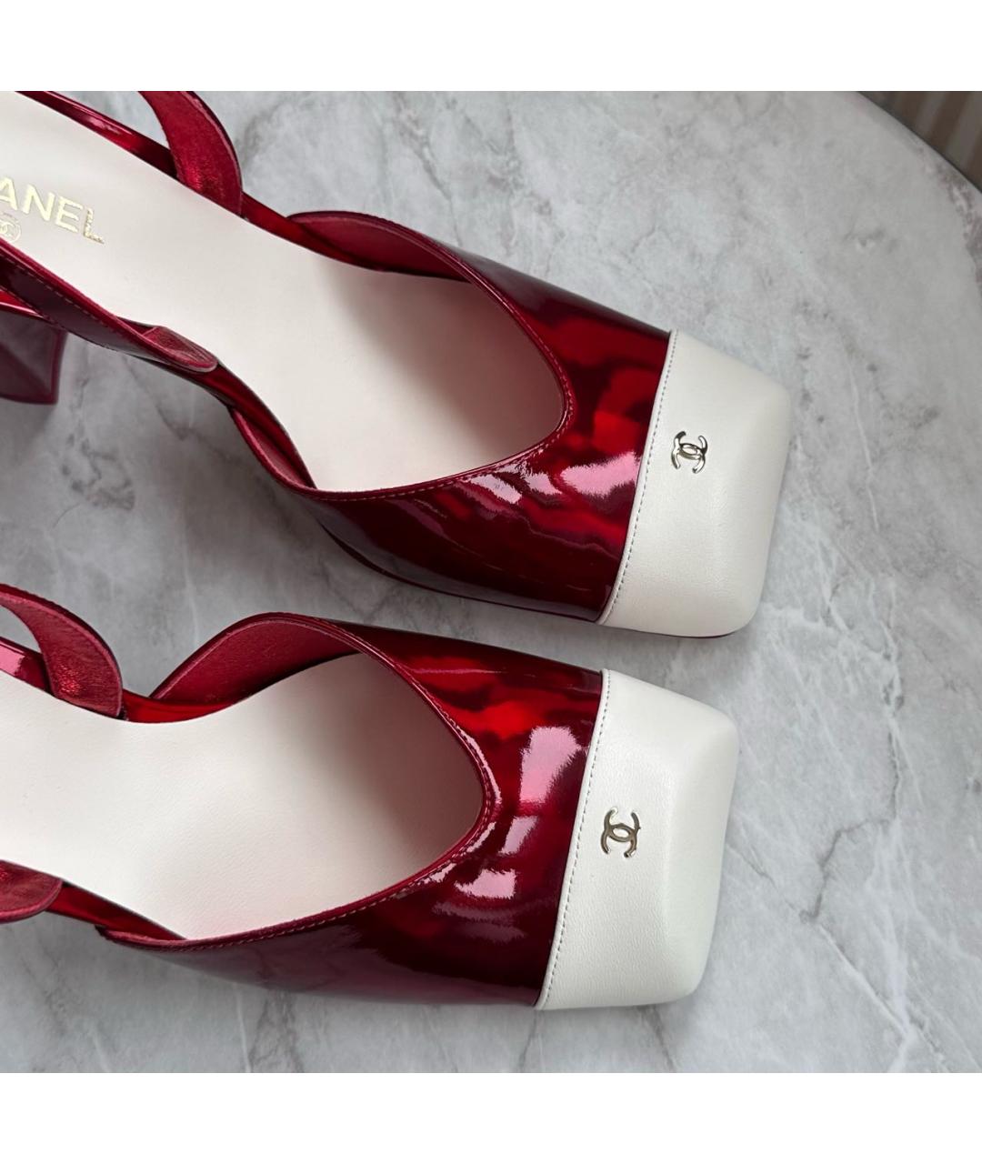 CHANEL Красные туфли из лакированной кожи, фото 3