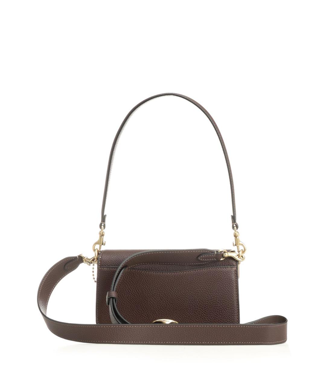 COACH Коричневая кожаная сумка через плечо, фото 3