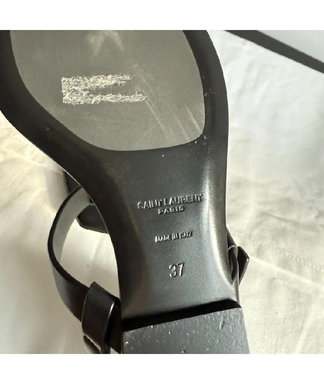 SAINT LAURENT Черные кожаные сандалии, фото 8