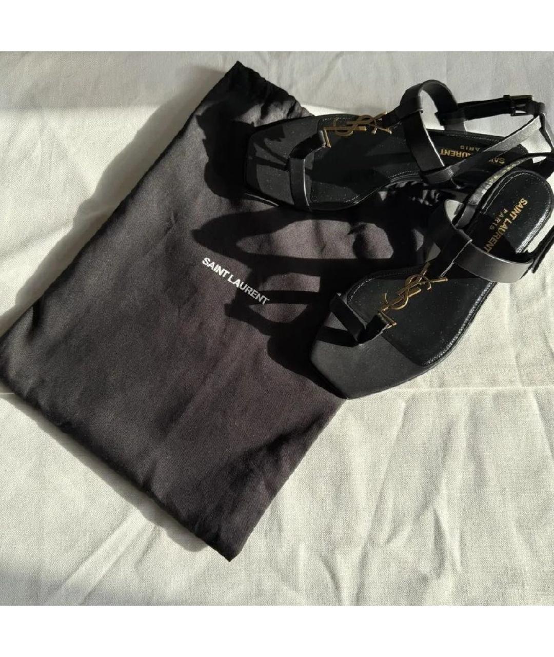 SAINT LAURENT Черные кожаные сандалии, фото 5