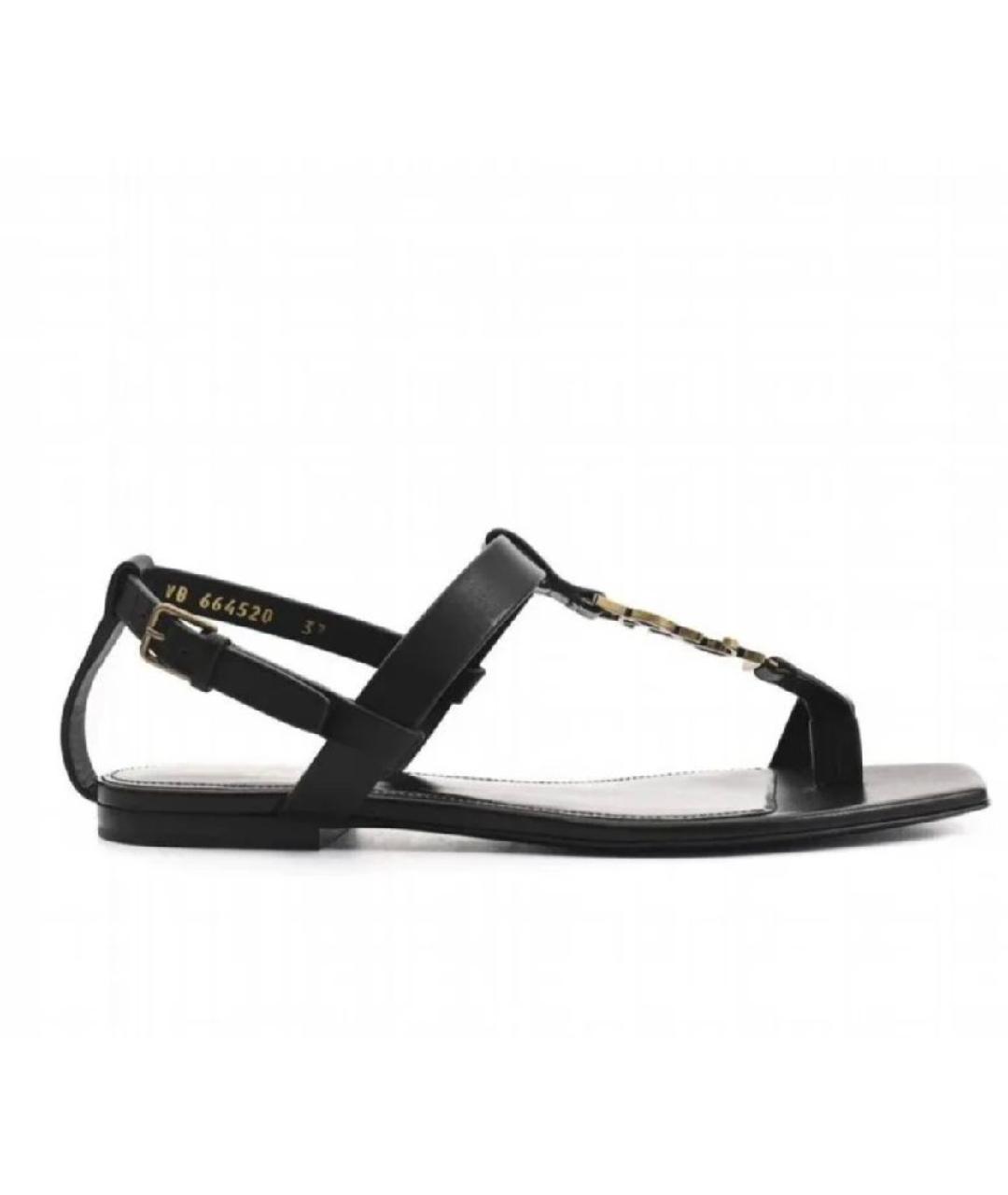 SAINT LAURENT Черные кожаные сандалии, фото 9