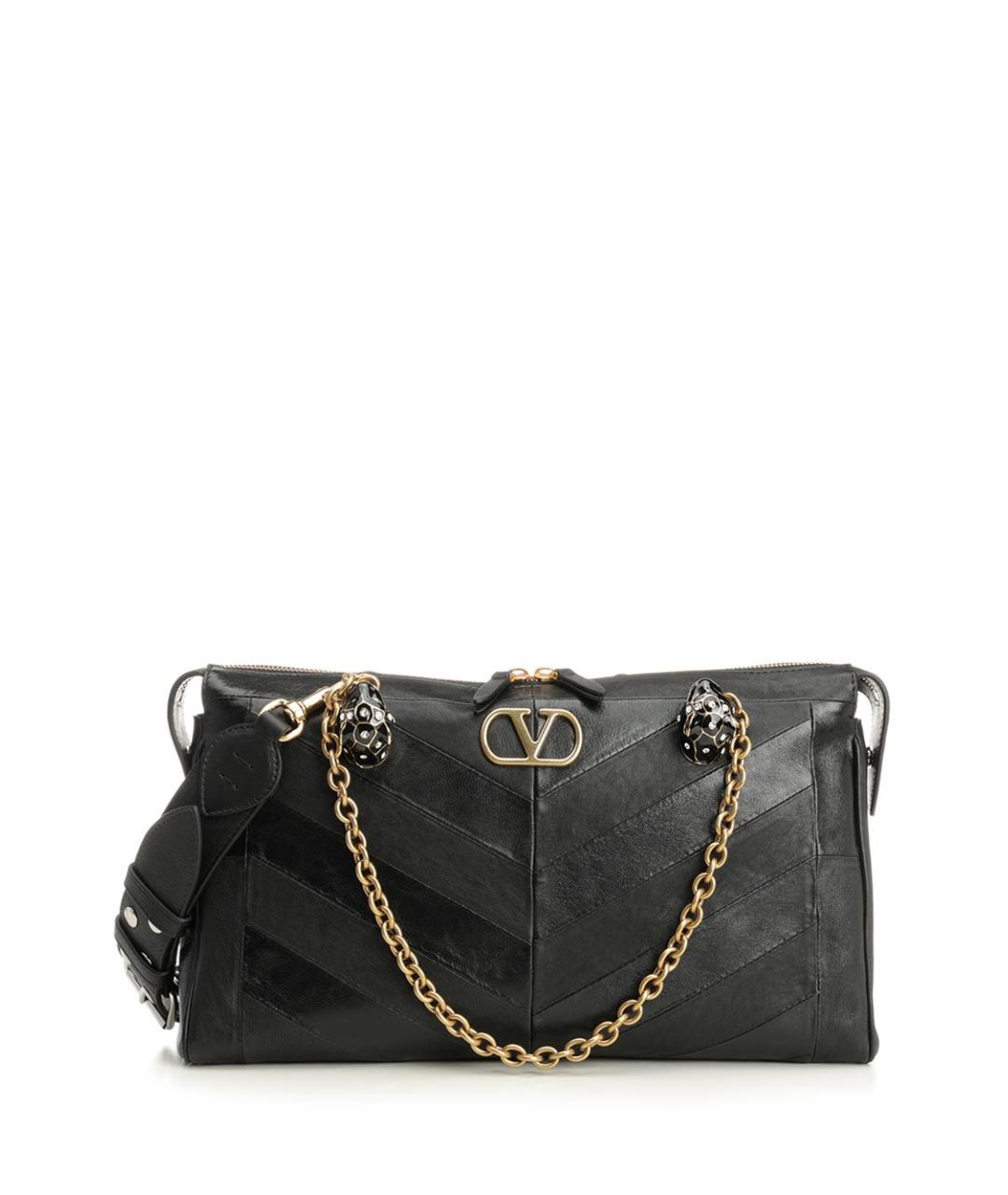 VALENTINO Черная кожаная сумка тоут, фото 1