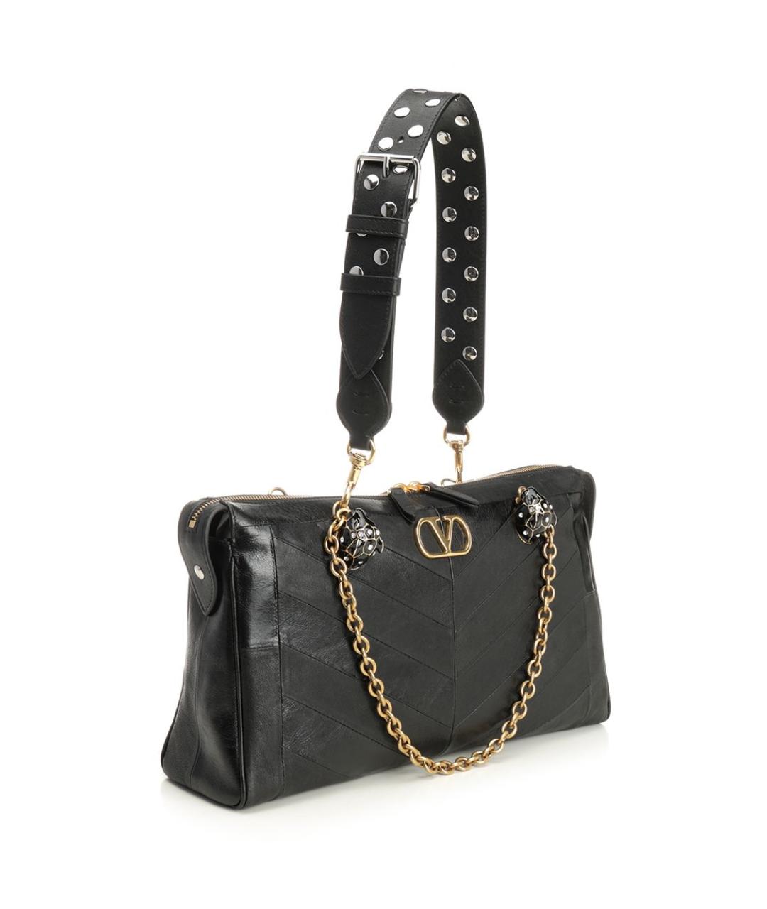 VALENTINO Черная кожаная сумка тоут, фото 2