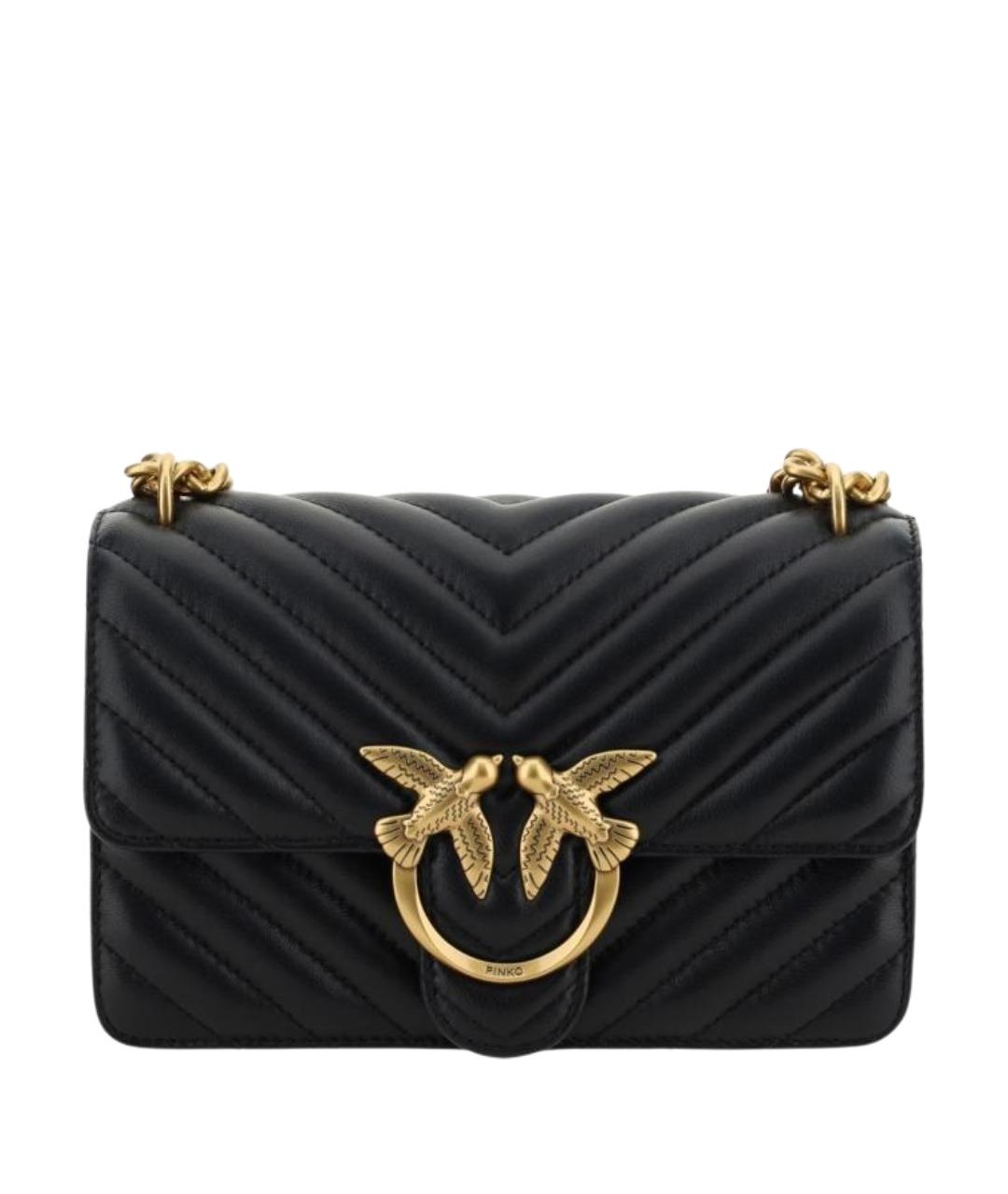 PINKO Черная кожаная сумка через плечо, фото 1