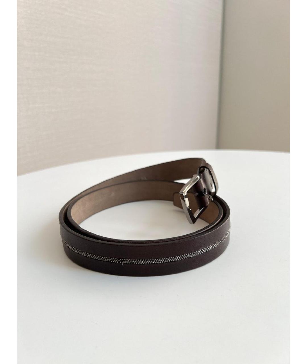BRUNELLO CUCINELLI Коричневый кожаный ремень, фото 4