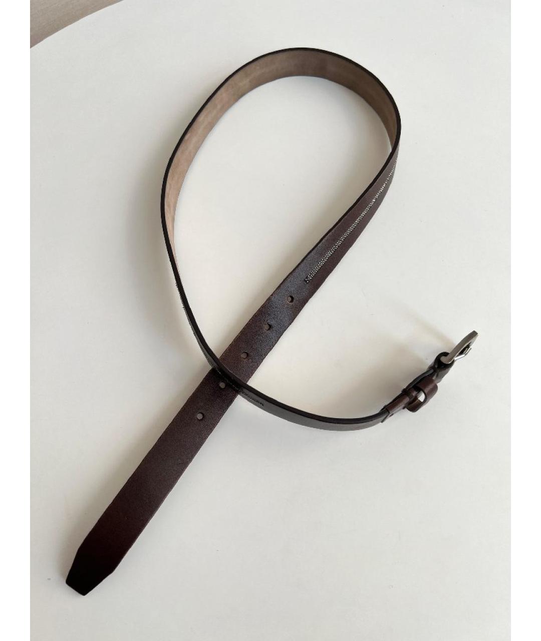 BRUNELLO CUCINELLI Коричневый кожаный ремень, фото 6