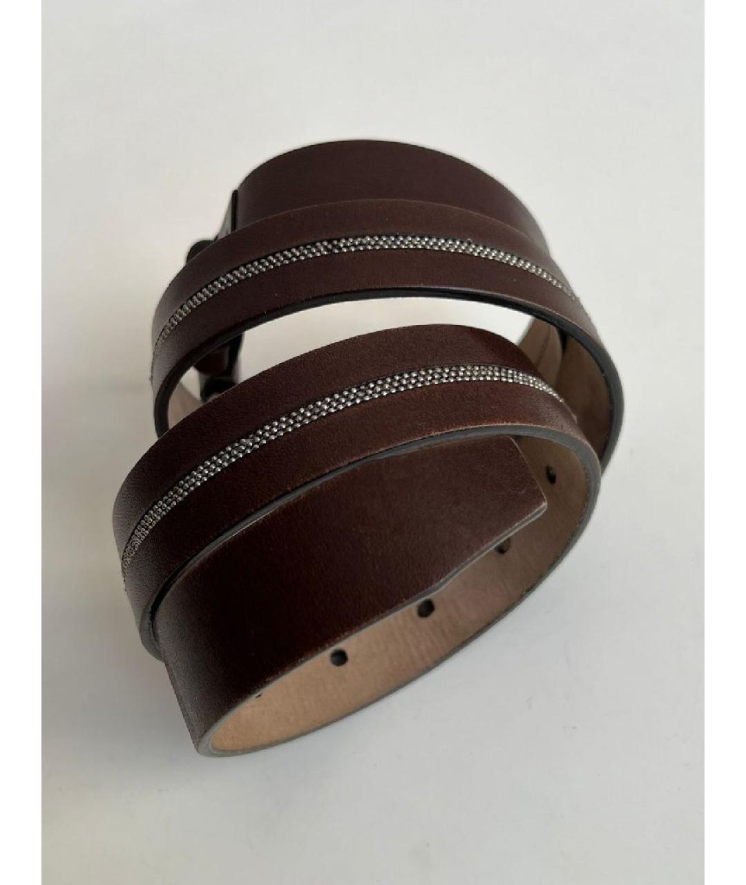 BRUNELLO CUCINELLI Коричневый кожаный ремень, фото 8