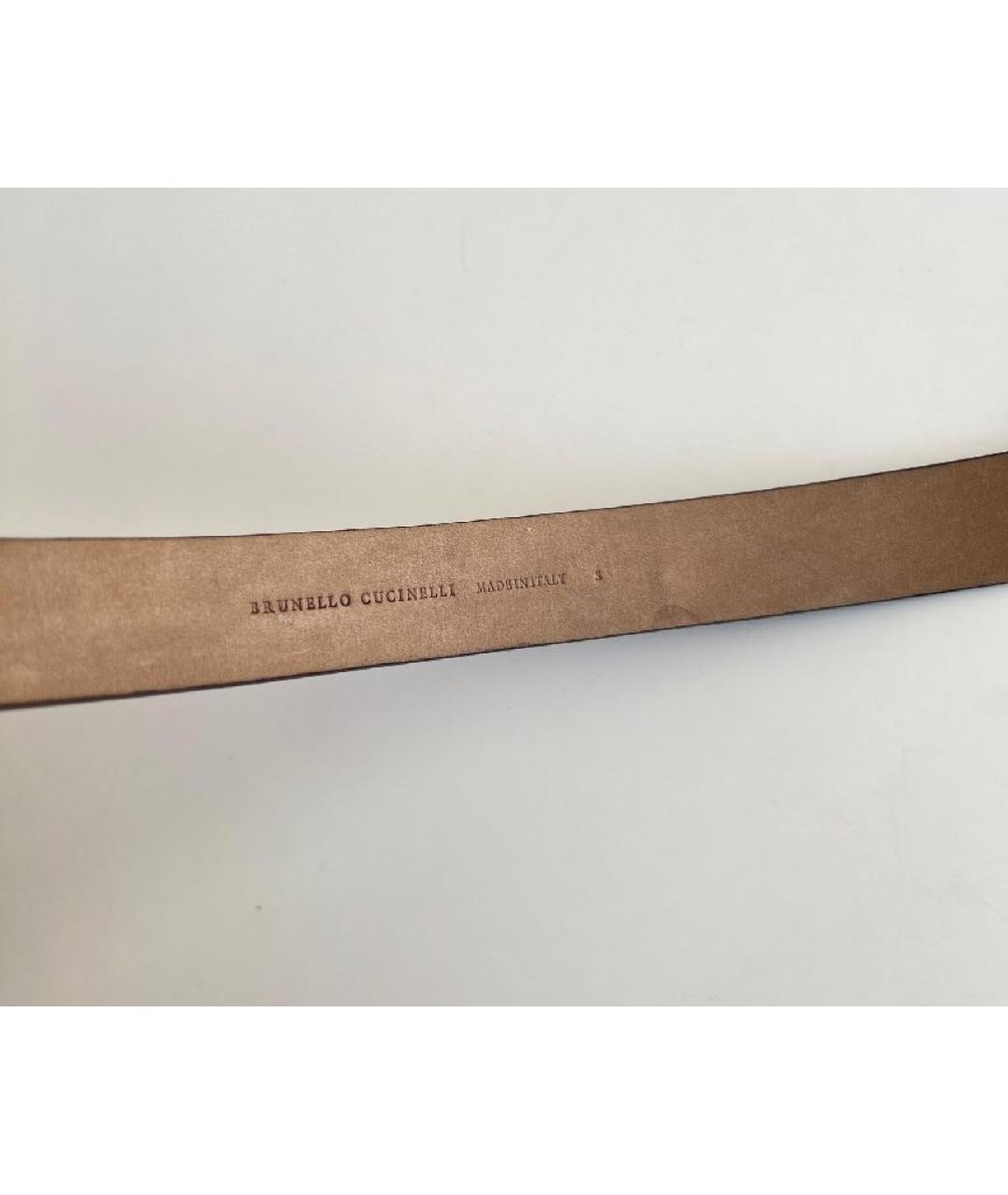 BRUNELLO CUCINELLI Коричневый кожаный ремень, фото 3