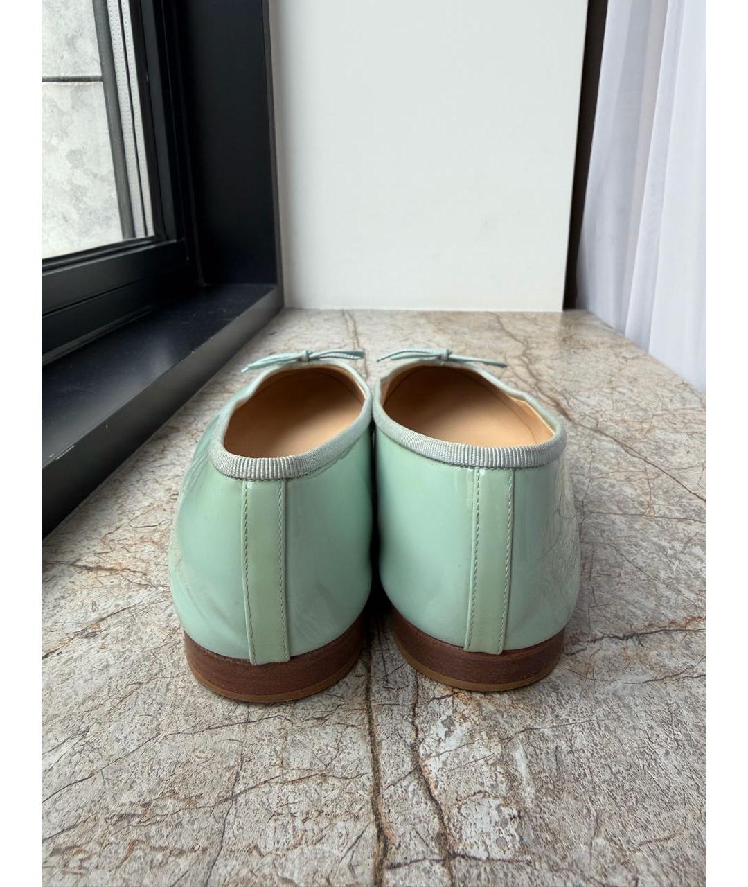 CHANEL Бирюзовые балетки из лакированной кожи, фото 4