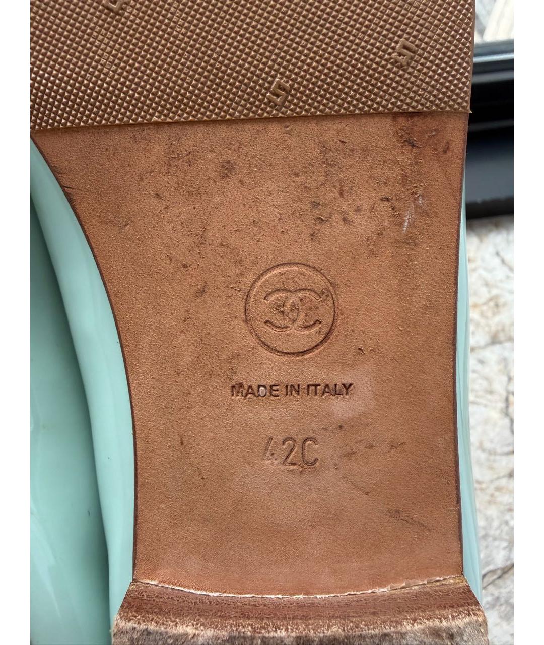 CHANEL Бирюзовые балетки из лакированной кожи, фото 6
